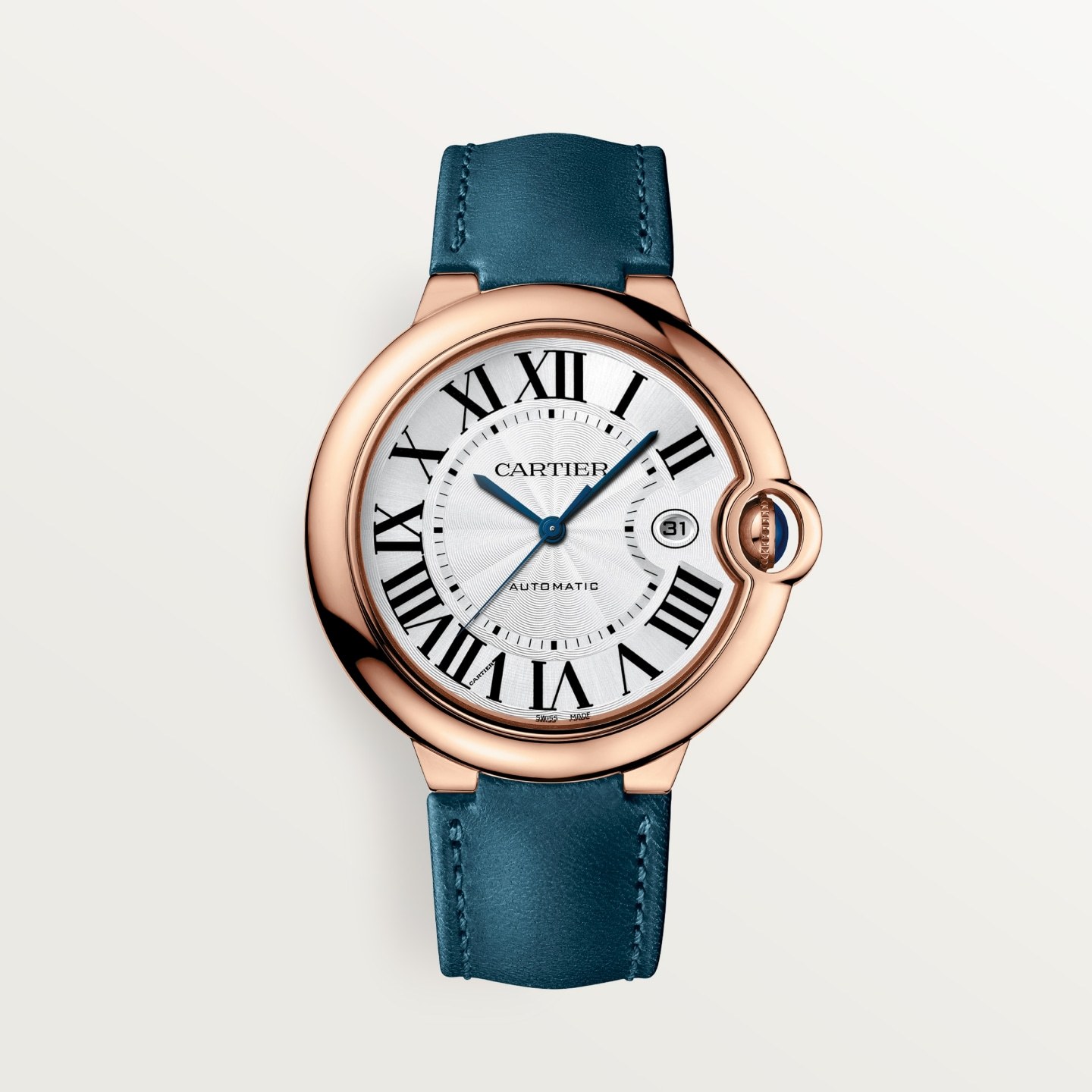 Montre Ballon Bleu de Cartier — 42mm, mouvement automatique, or rose, cuir · réf. CRWGBB0049