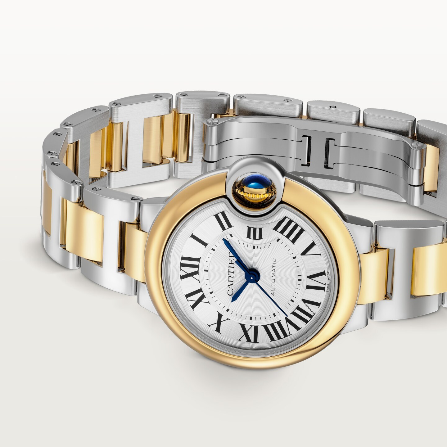 Montre Ballon Bleu de Cartier — 33 mm, mouvement mécanique automatique, or jaune, acier
