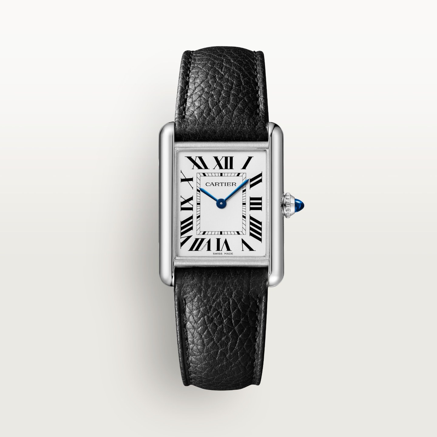 Montre Tank Must de Cartier — Grand modèle, mouvement photovoltaïque SolarBeat™, acier, bracelet veau