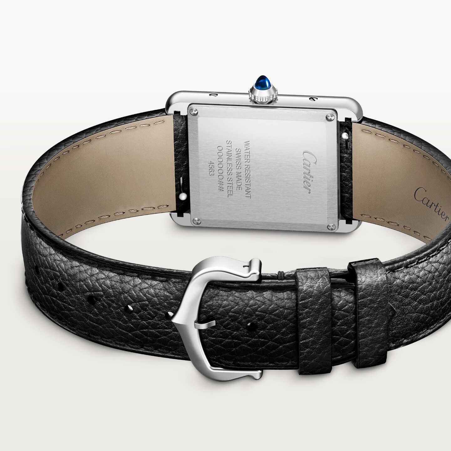 Montre Tank Must de Cartier — Grand modèle, mouvement photovoltaïque SolarBeat™, acier, bracelet veau