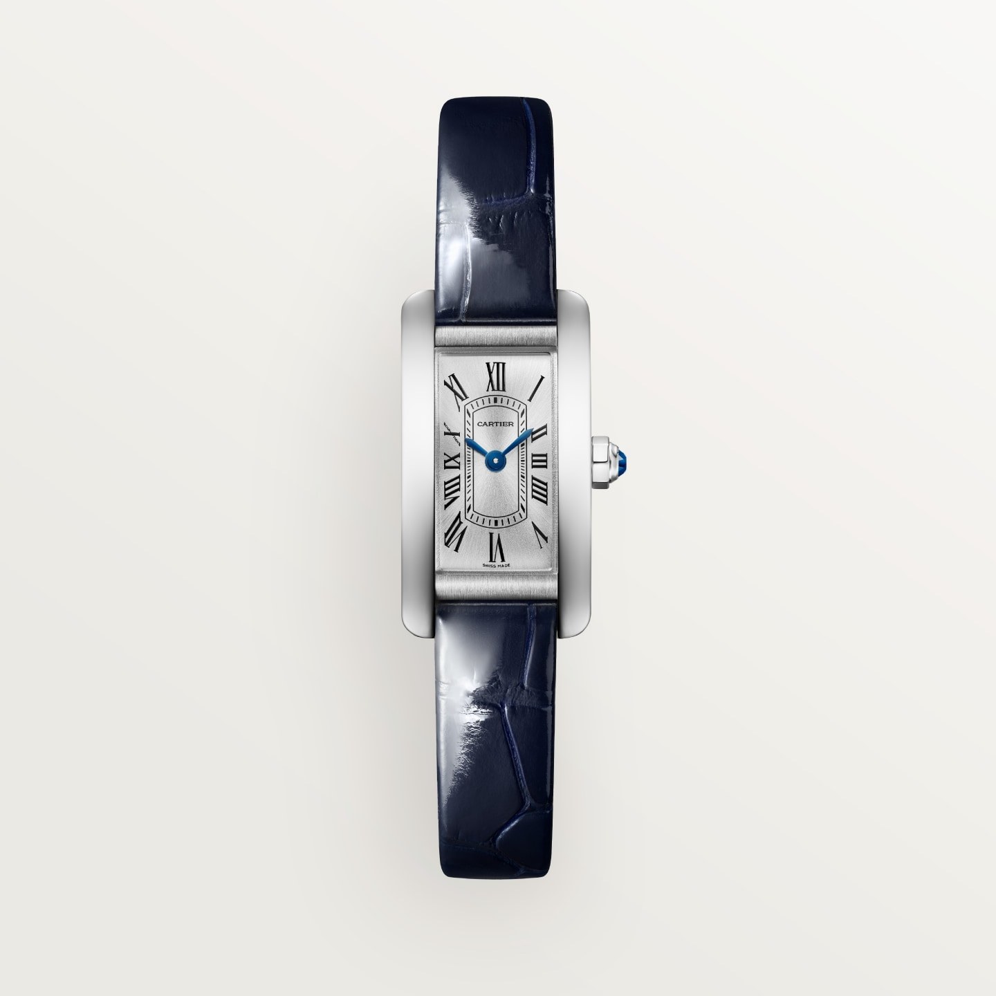 Montre Tank Américaine — Modèle mini, mouvement quartz, acier, cuir