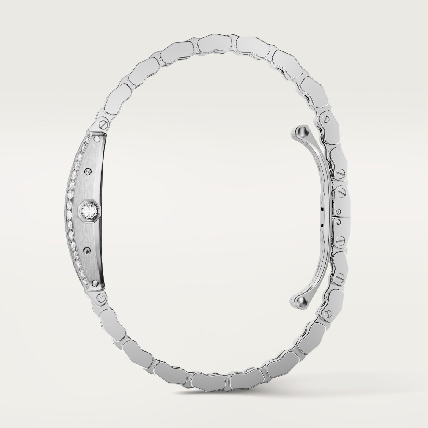 Montre Tank Américaine — Petit modèle, mouvement quartz - haute autonomie, or gris, diamants