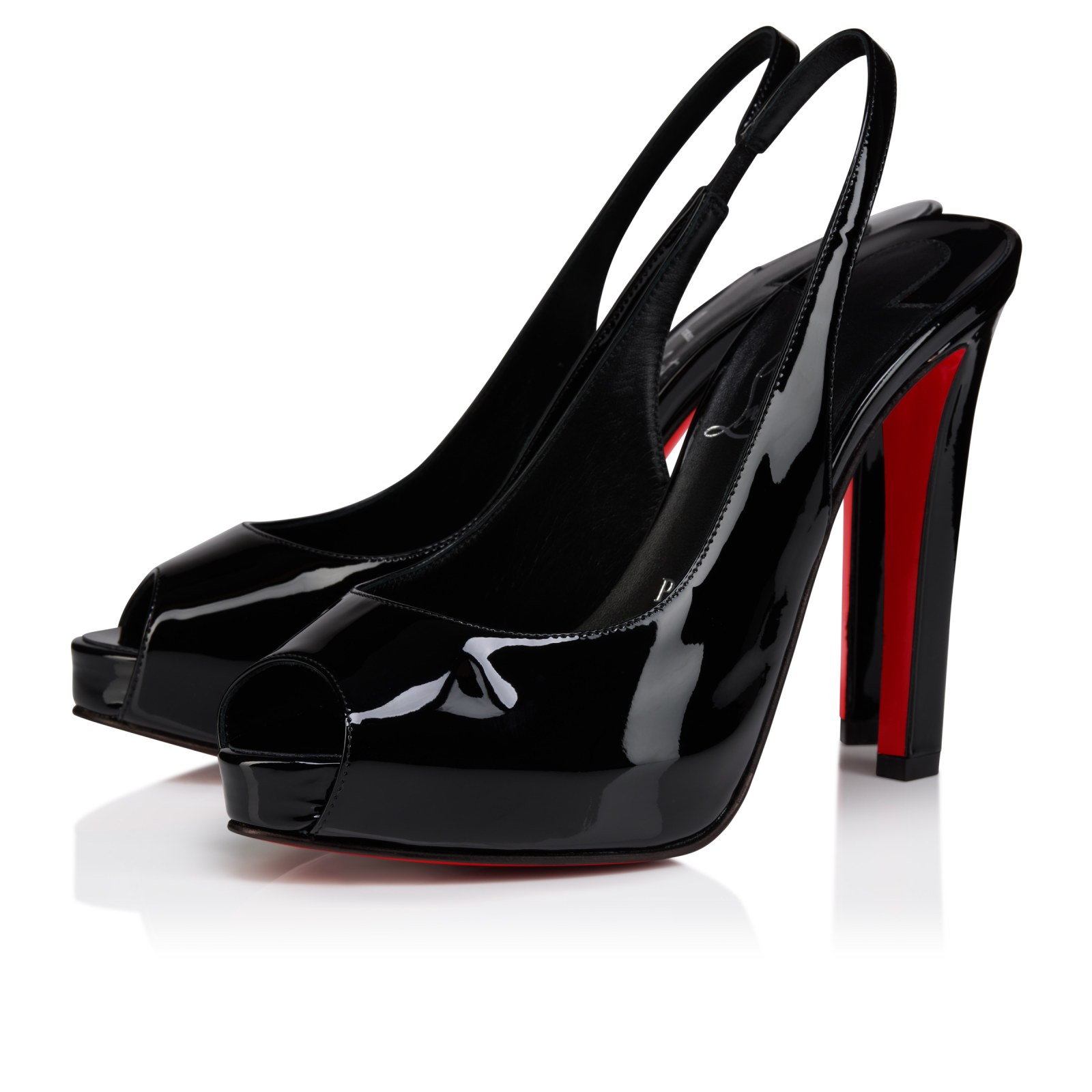 Lady Fanny Sling 120 mm — Noir, cuir de veau verni