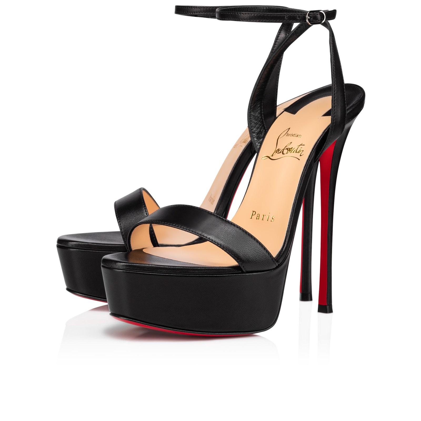 Loubi Queen Alta 150 mm — Noir, cuir nappa d'agneau