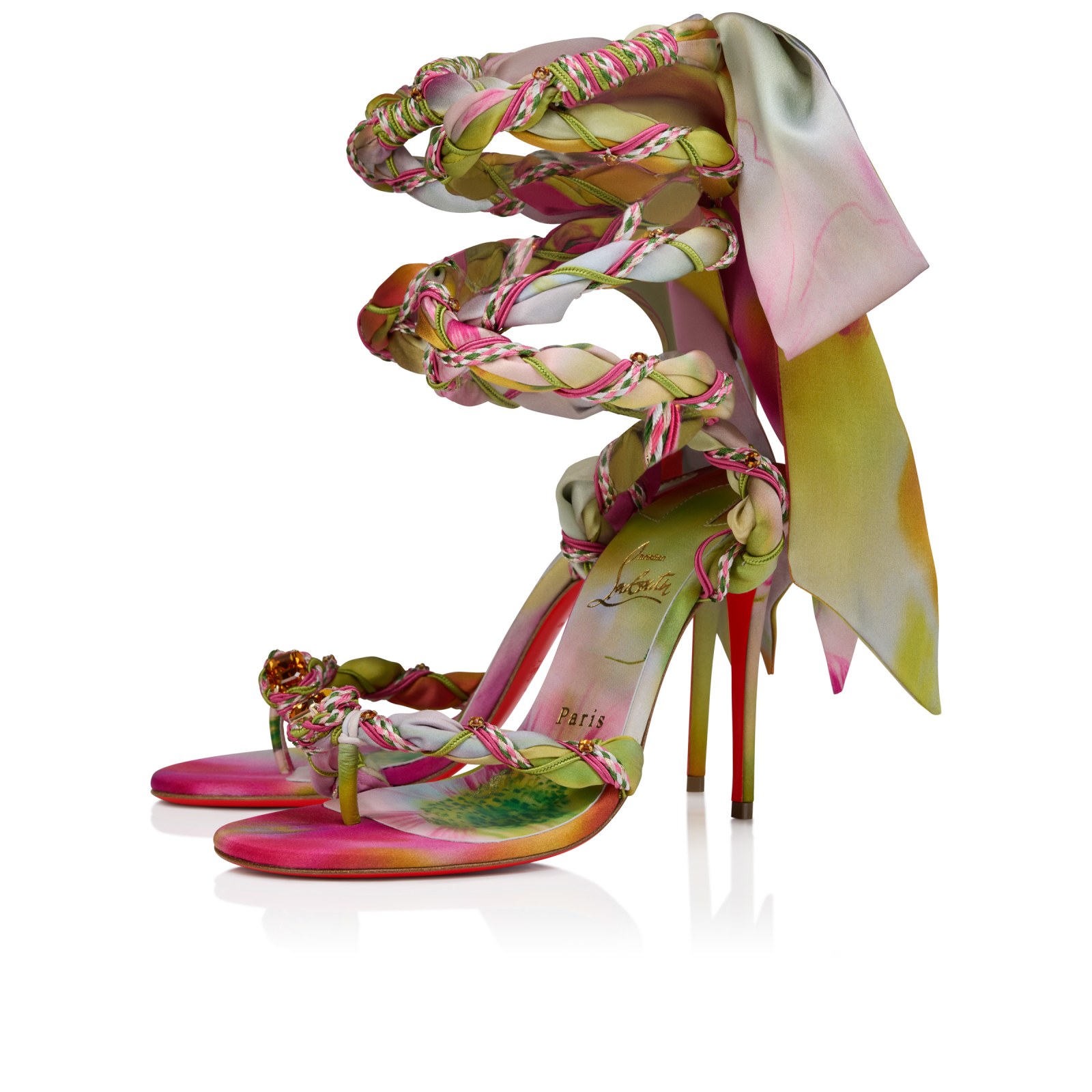 Vaporetta 100 mm — multicolore, crêpe satin imprimé Botanica