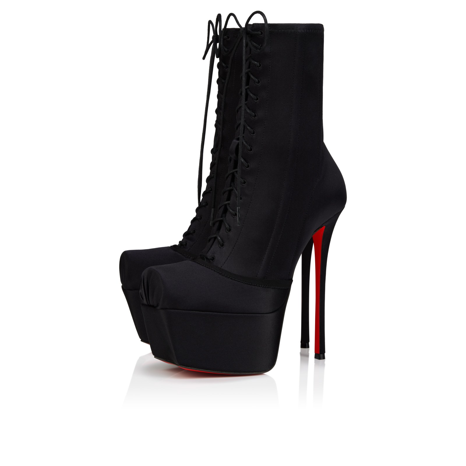Pavlova Booty Alta 160 mm — Noir, crêpe satin