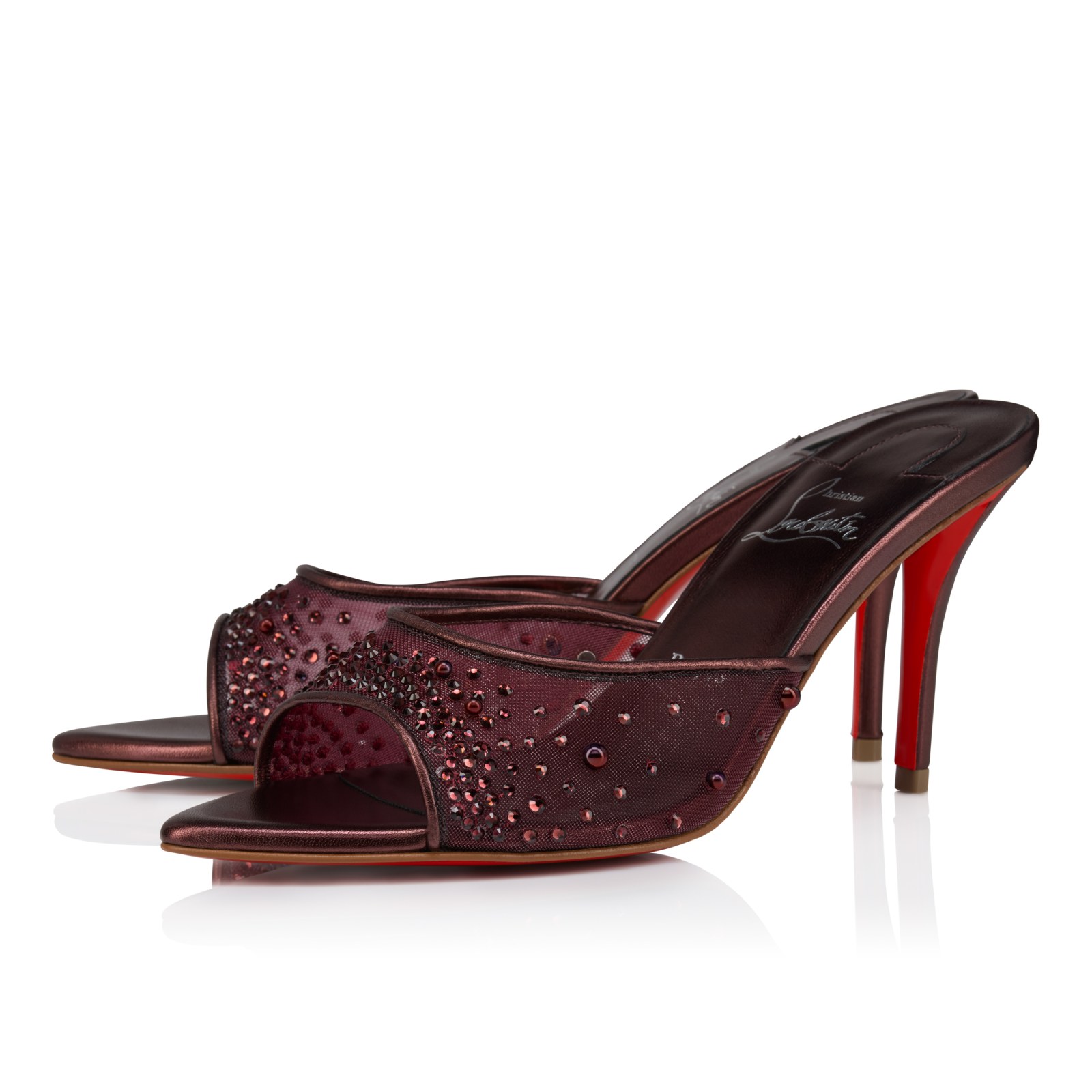 Miss Z Mule Degrastrass Perla 80 mm — Palacy, maille, cuir nappa et perles