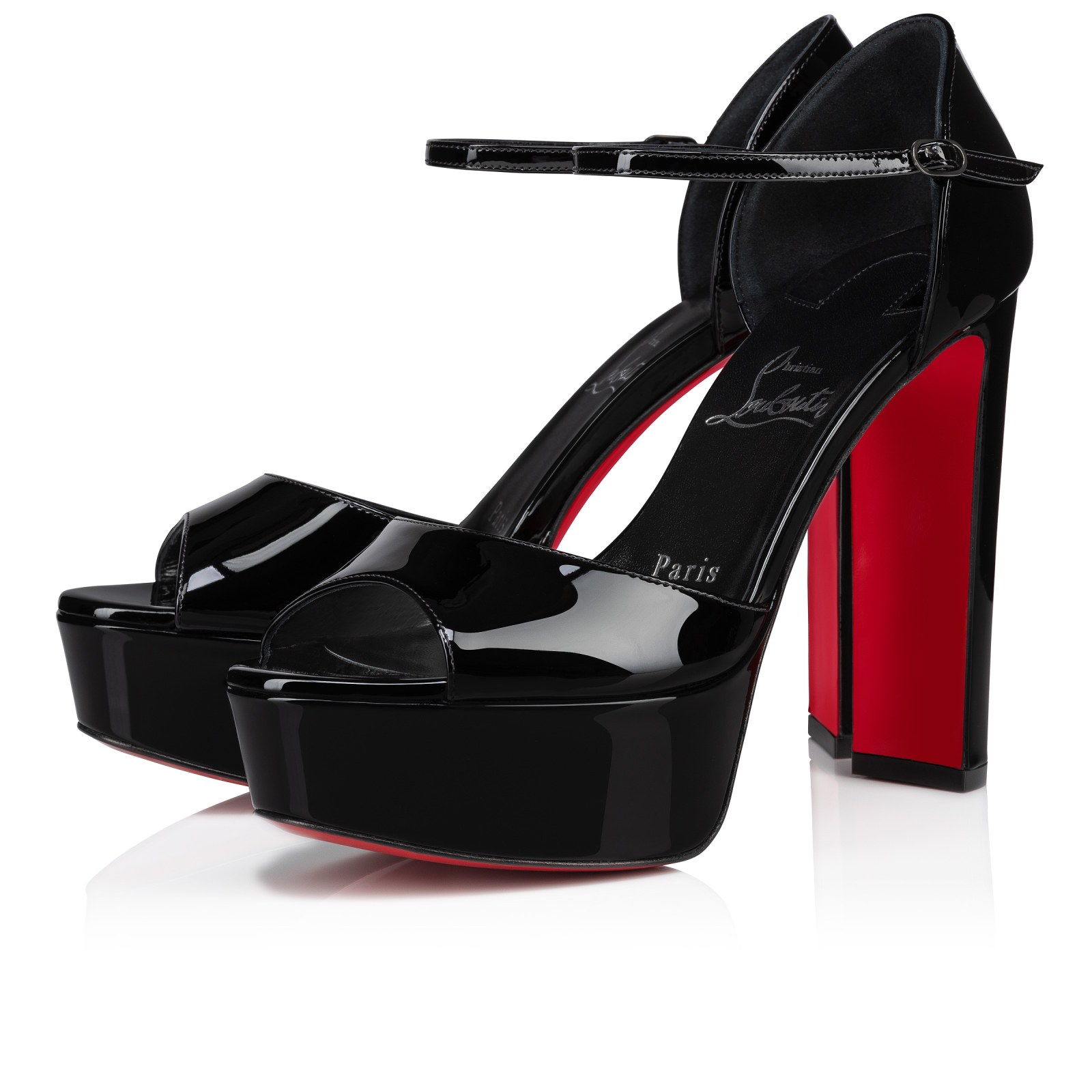 Sandaloo 130 mm — Noir, cuir de veau verni