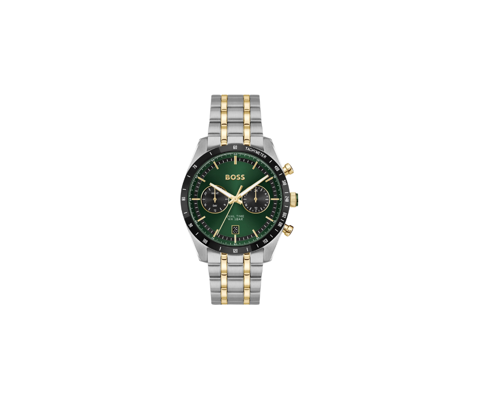 TOURMASTER Montre avec cadran vert et bracelet deux tons