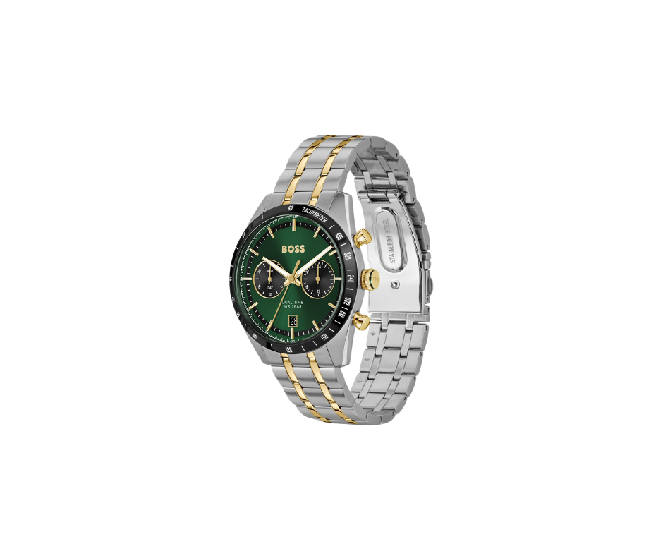 TOURMASTER Montre avec cadran vert et bracelet deux tons