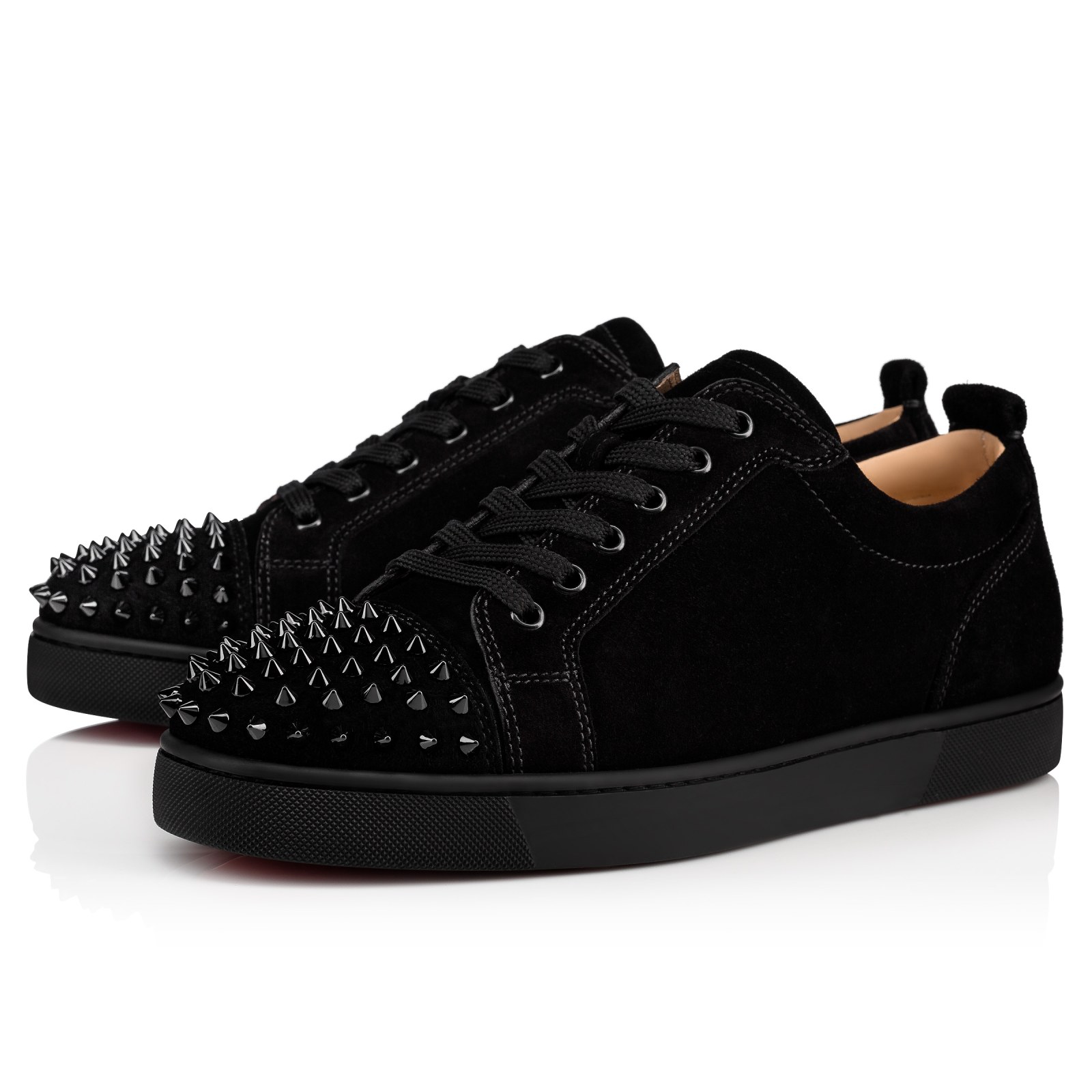 Louis Junior Spikes — Noir, veau velours et spikes