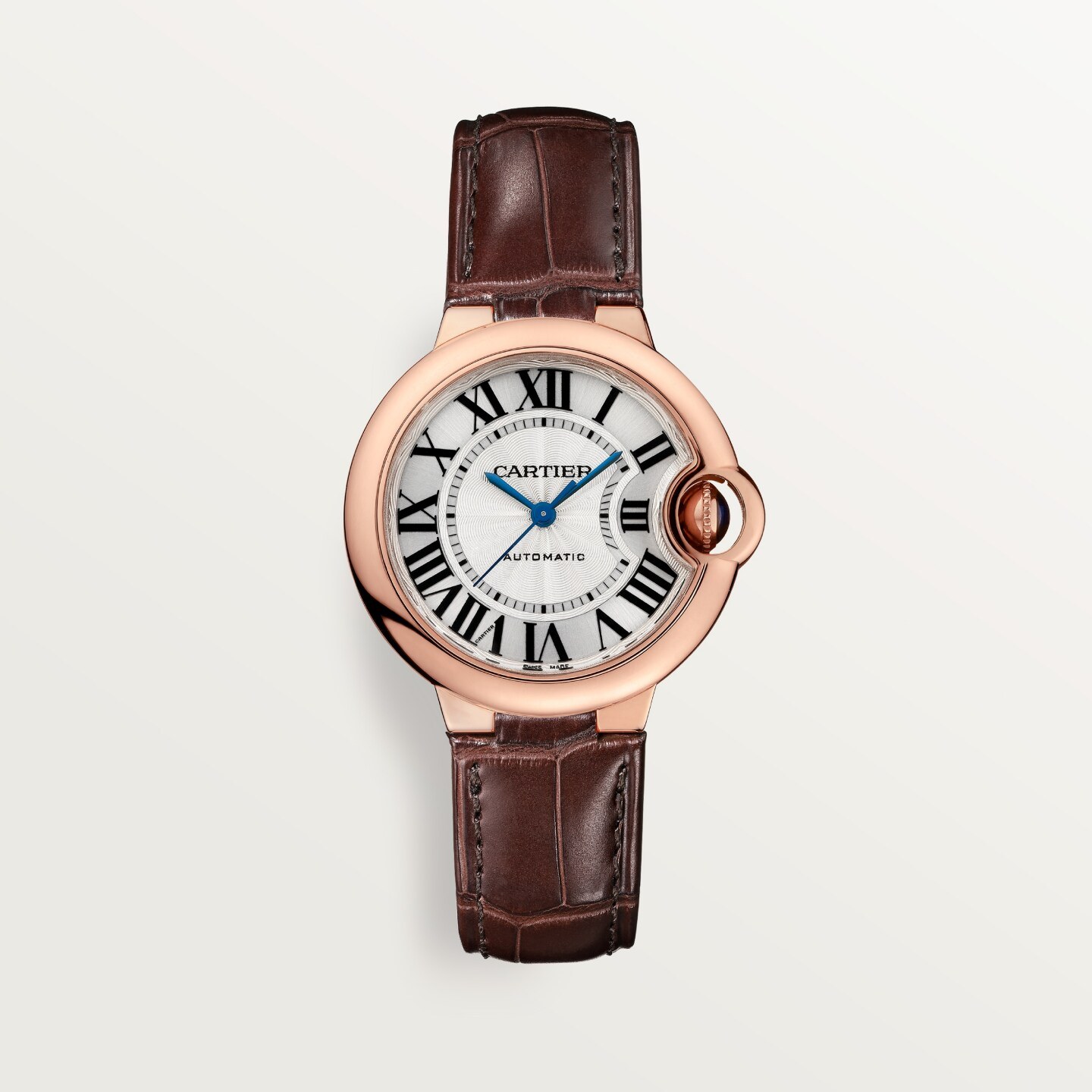 Montre Ballon Bleu de Cartier — 33mm, mouvement automatique, or rose, cuir · réf. CRW6920097