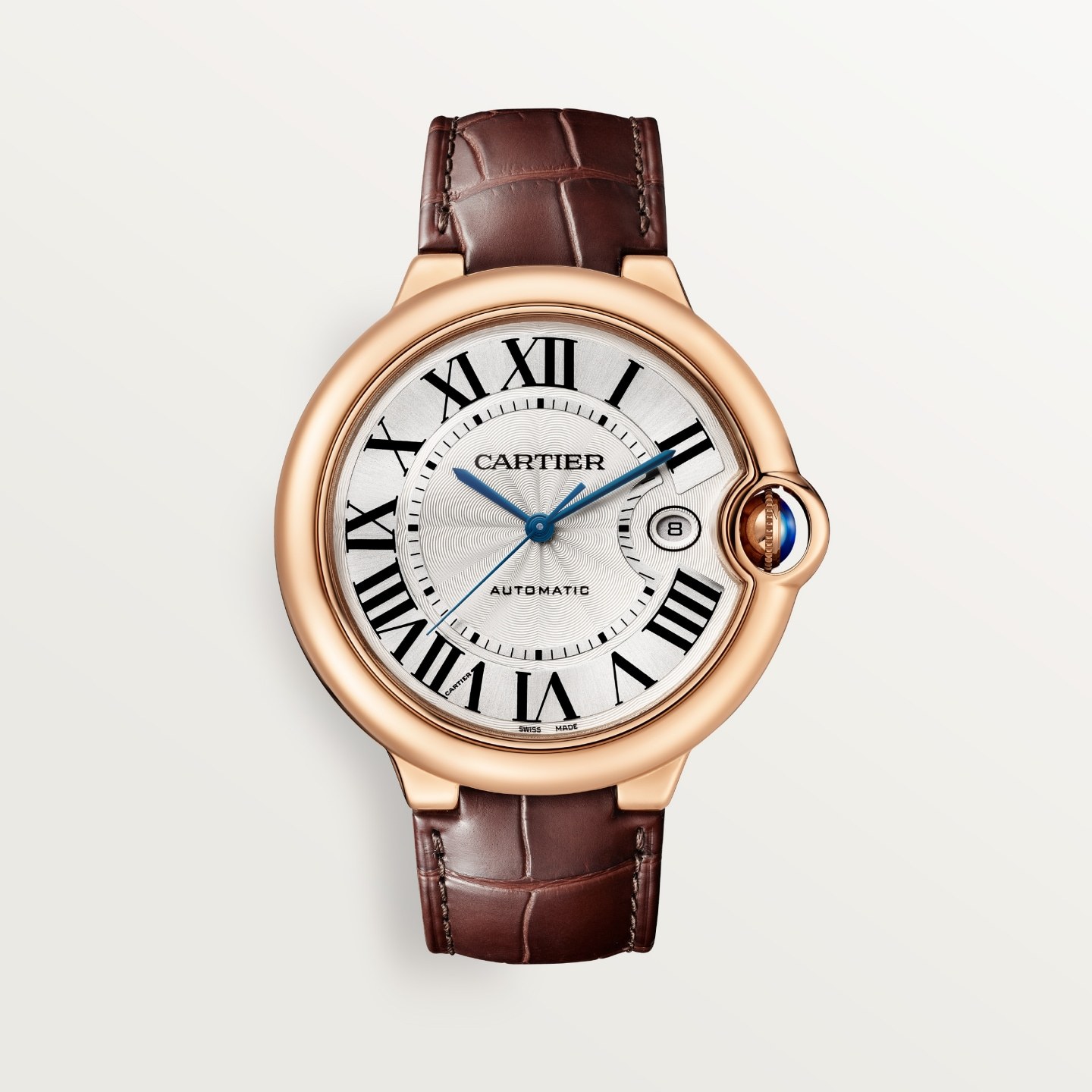 Montre Ballon Bleu de Cartier — 42mm, mouvement automatique, or rose, cuir · réf. CRWGBB0030