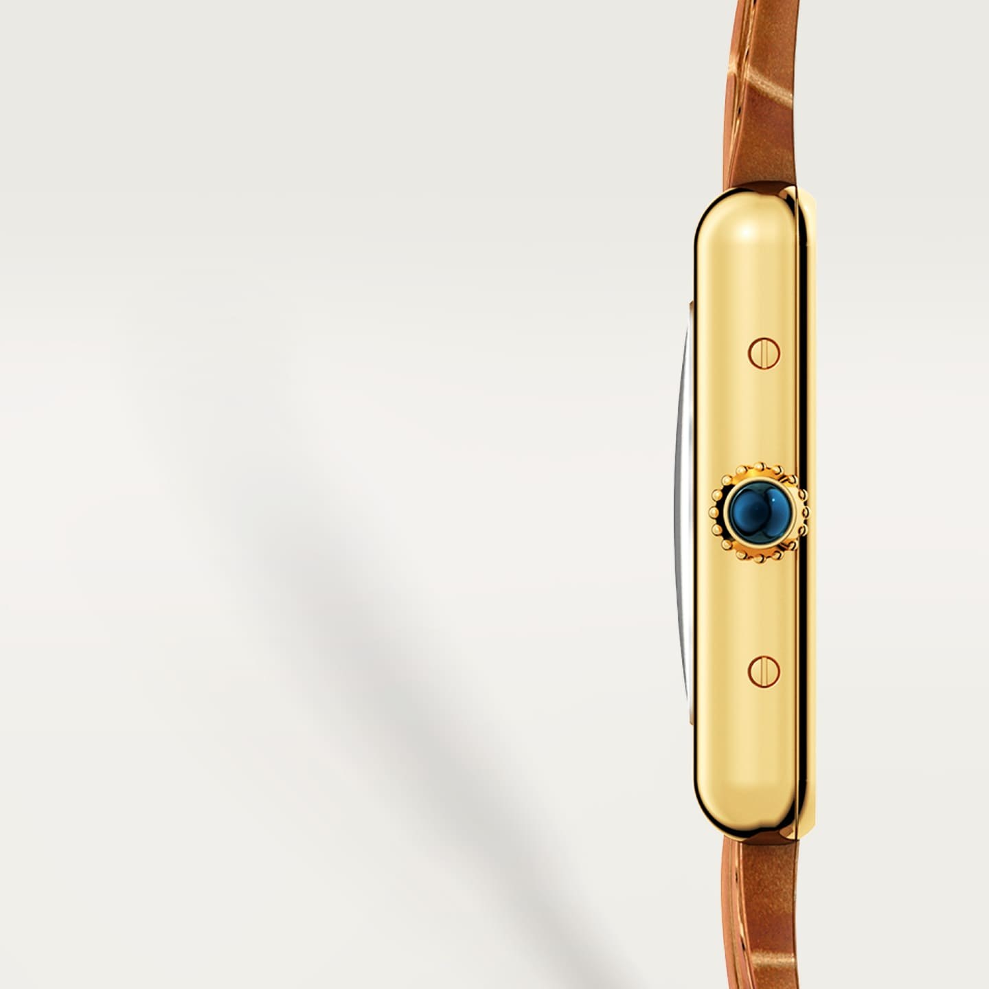 Montre Tank Louis Cartier — Petit modèle, mouvement quartz, or jaune, cuir