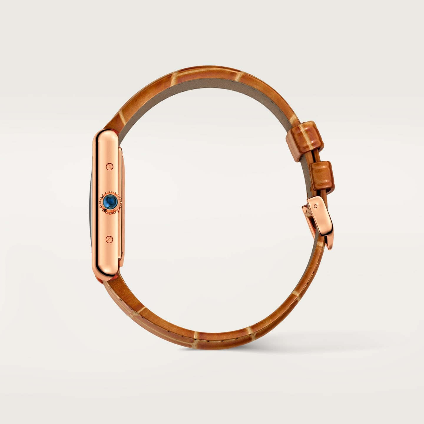 Montre Tank Louis Cartier — Petit modèle, mouvement mécanique manuel, or rose, cuir