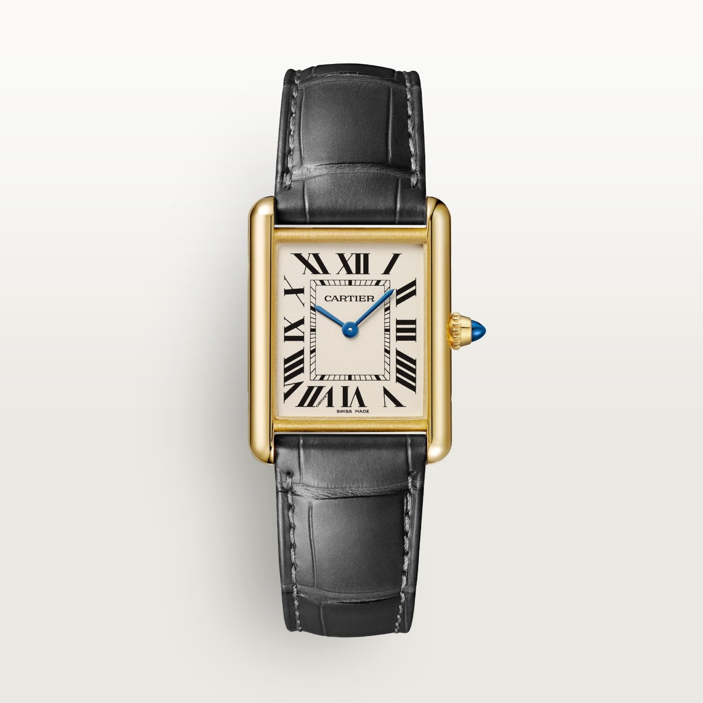 Montre Tank Louis Cartier — Moyen modèle, mouvement quartz, or jaune , cuir