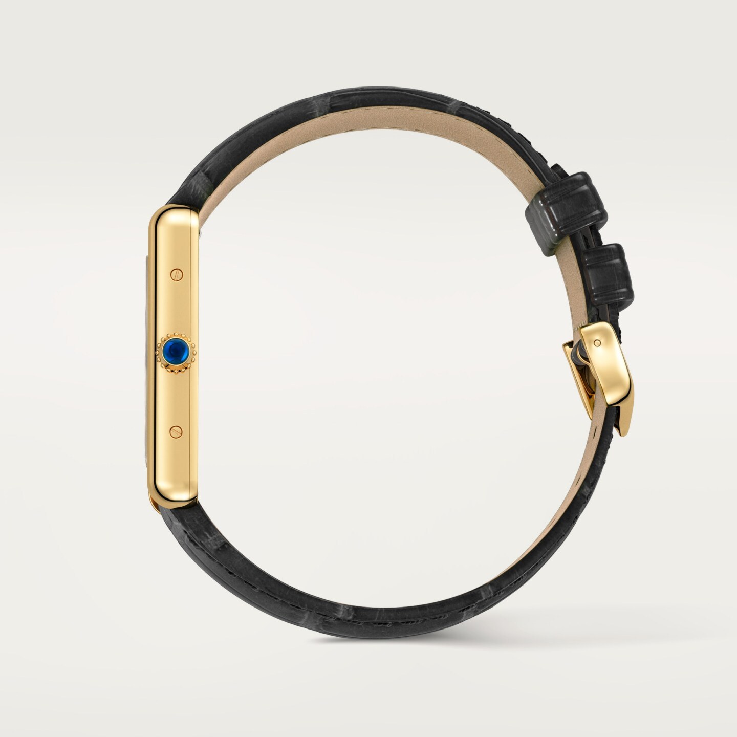 Montre Tank Louis Cartier — Moyen modèle, mouvement quartz, or jaune , cuir