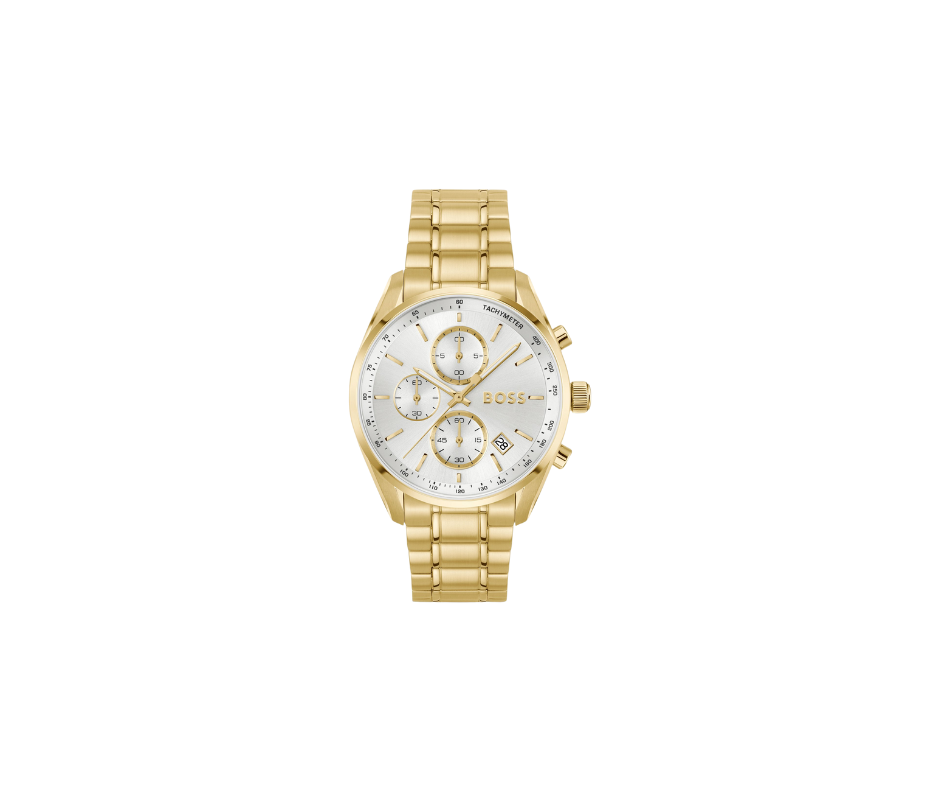Montre GRAND PRIX 40 couleur or avec cadran blanc argenté