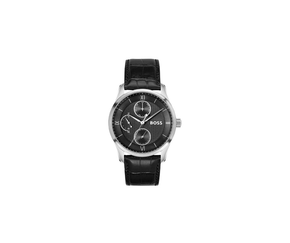 Montre PRINCIPLE MASTER à cadran noir texturé et bracelet en cuir