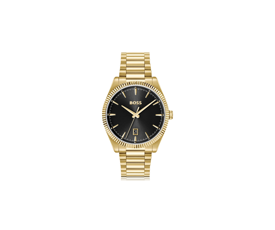 Montre dorée à lunette cannelée Cheswick