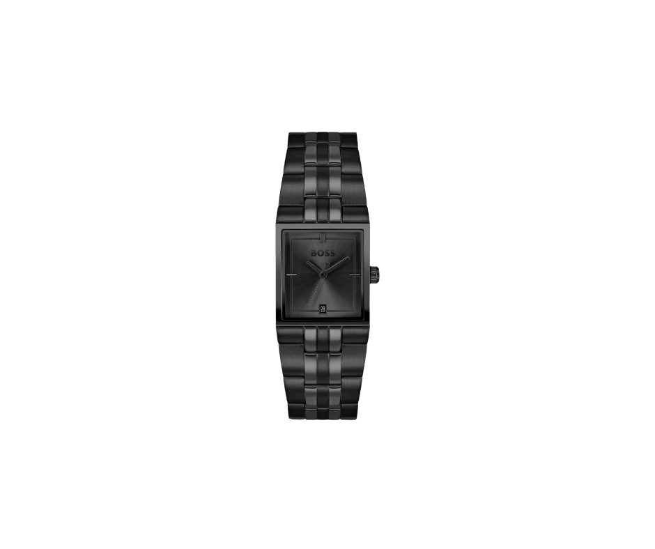 Strivo Montre en acier plaqué noir avec effet rayé