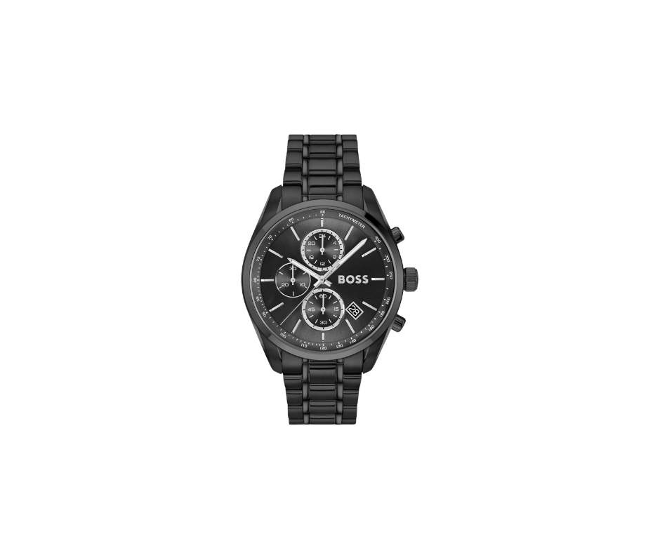 Montre en acier plaqué noir à cadran ton sur ton