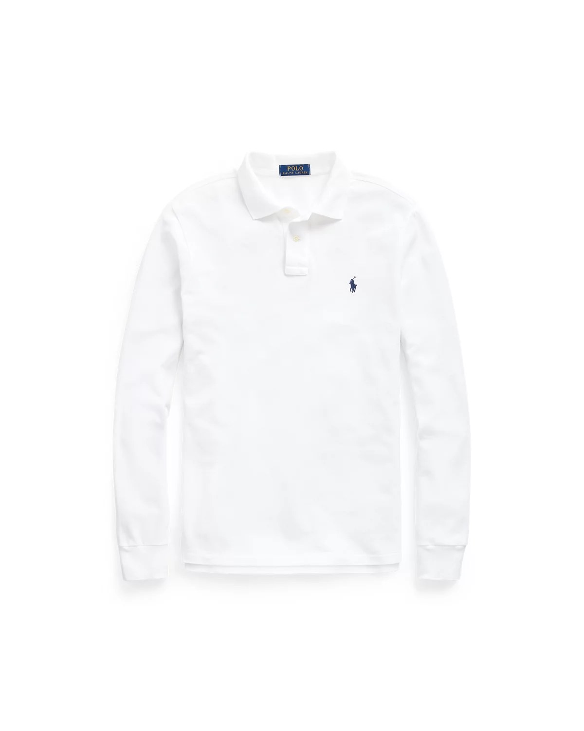 Polo en piqué Custom Slim Fit — White/Royal Blue