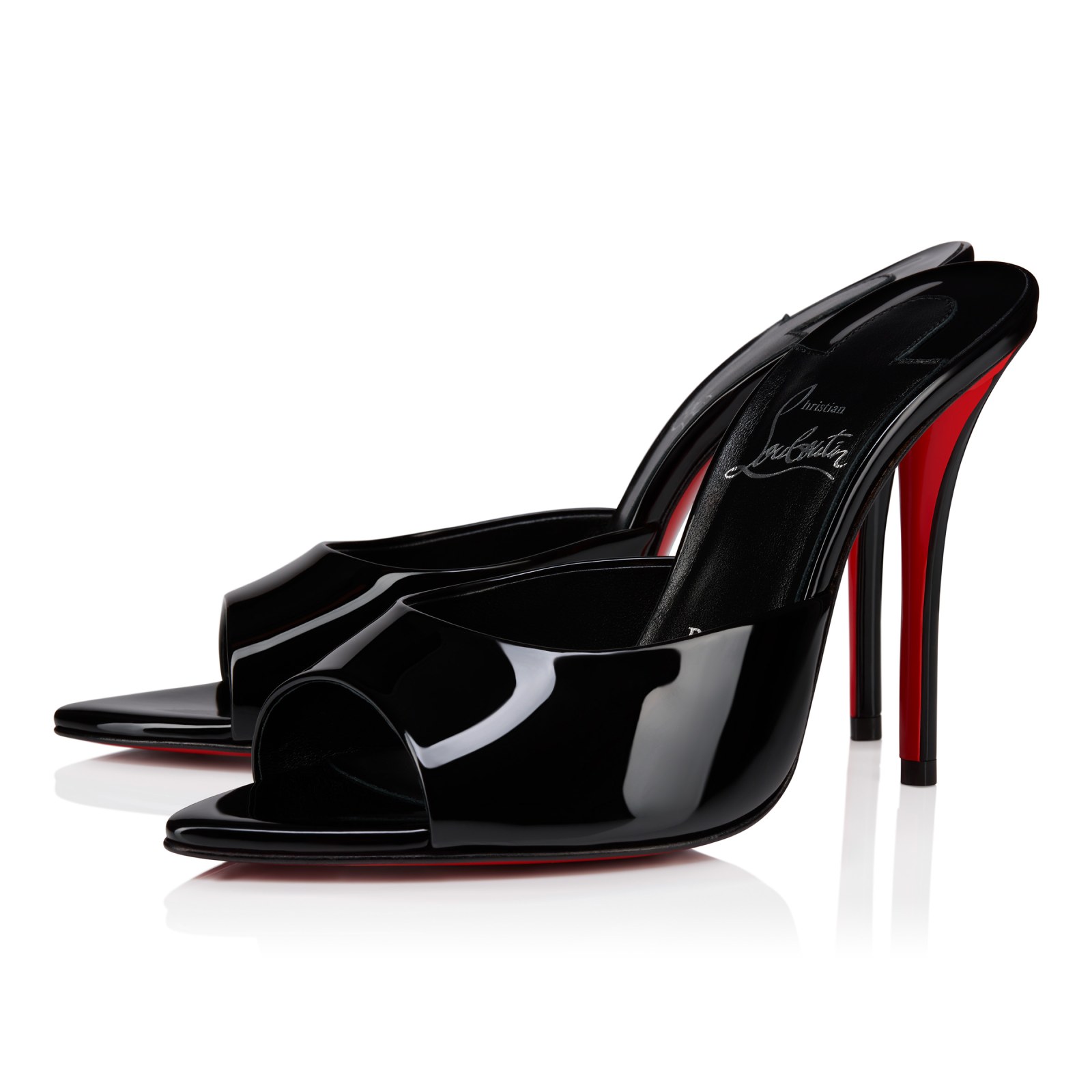 Miss Z Mule 100 mm — Noir, cuir de veau verni