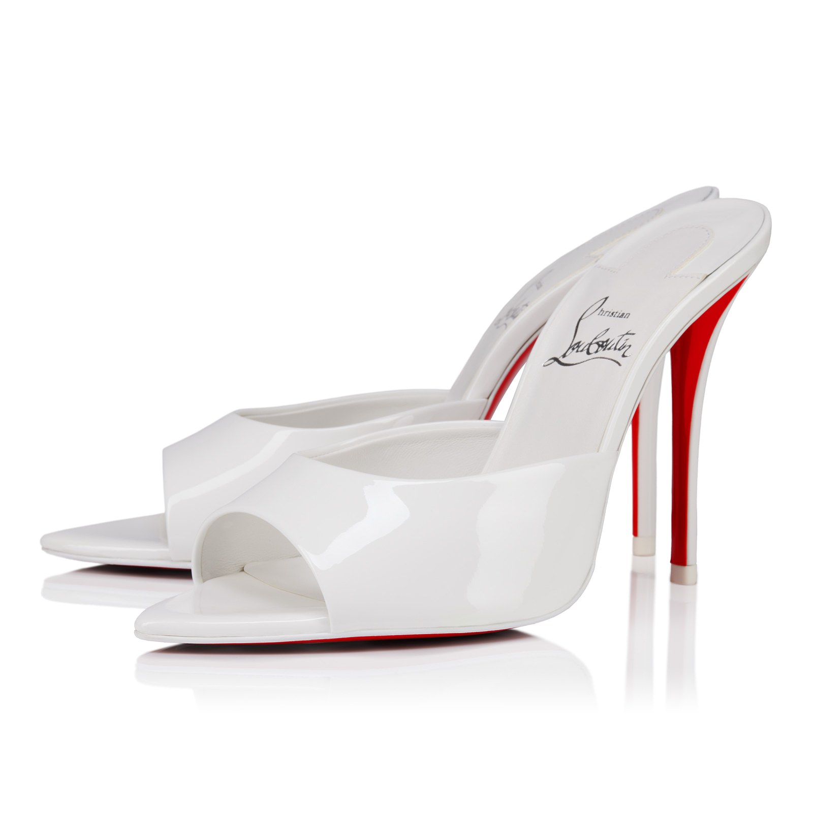 Miss Z Mule 100 mm — Bianco, cuir de veau verni